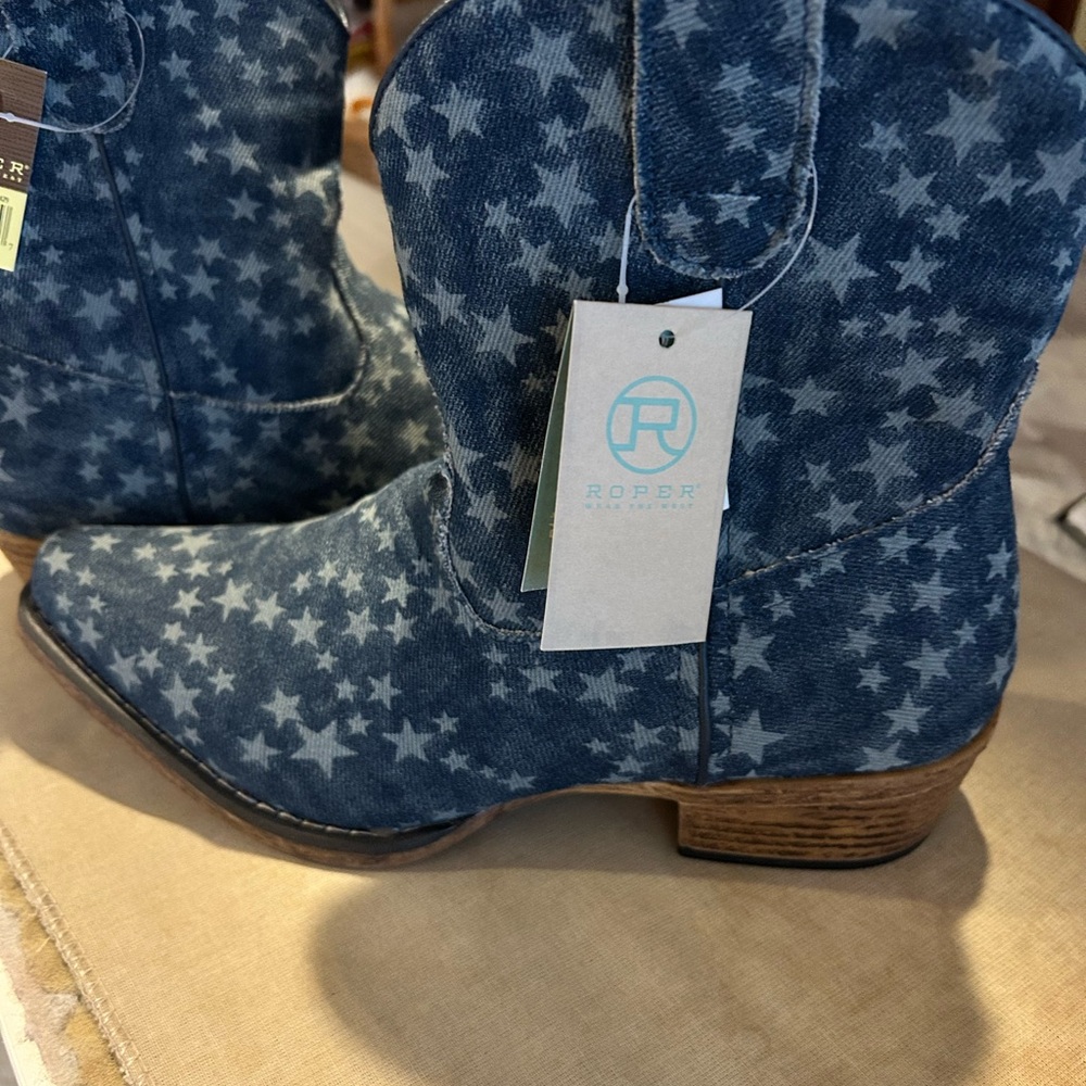 Roper Denim Star Cowboy Boots